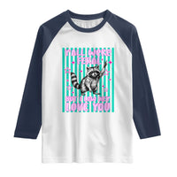 Y'all Were Feral But I Low Key Love You Pink Stripes Raccoon Raglan Shirt Funny Teacher End of School Year