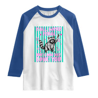 Y'all Were Feral But I Low Key Love You Pink Stripes Raccoon Raglan Shirt Funny Teacher End of School Year
