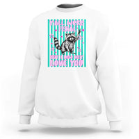 Y'all Were Feral But I Low Key Love You Pink Stripes Raccoon Sweatshirt Funny Teacher End of Yea