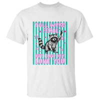 Y'all Were Feral But I Low Key Love You Pink Stripes Raccoon T Shirt Funny Teacher End of Yea