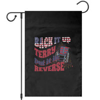 Funny 4th Of July Garden Flag Back Up Terry Put It In Reverse Fireworks Retro Groovy