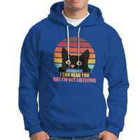 Sarcastic Cat Hoodie Funny Cat I Can Hear You But I'm Not Listening Retro - Wonder Print Shop