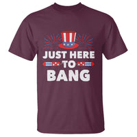 Funny 4th Of July T Shirt Just Here To Bang Fireworks Patriotic Independence Day - Wonder Print Shop
