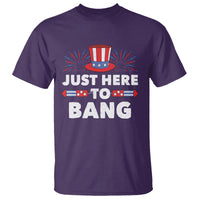 Funny 4th Of July T Shirt Just Here To Bang Fireworks Patriotic Independence Day - Wonder Print Shop