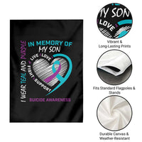 In Memory of My Son Suicide Awareness Garden Flag Teal and Purple Ribbon Remembrance Gift