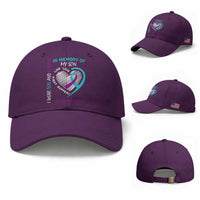 In Memory of My Son Suicide Awareness Baseball Cap Teal and Purple Ribbon Remembrance Gift