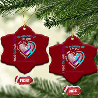 In Memory of My Son Suicide Awareness Ceramic Ornament Teal and Purple Ribbon Remembrance Gift