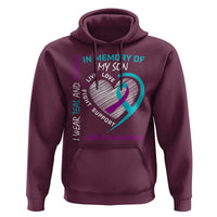 In Memory of My Son Suicide Awareness Hoodie Teal and Purple Ribbon Remembrance Gift