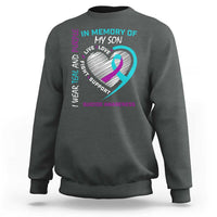 In Memory of My Son Suicide Awareness Sweatshirt Teal and Purple Ribbon Remembrance Gift