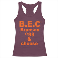 B.E.C. Brunson Egg and Cheese Sandwich Pun Racerback Tank Top Funny New York Bodega Breakfast Basketball Fan