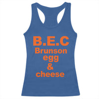 B.E.C. Brunson Egg and Cheese Sandwich Pun Racerback Tank Top Funny New York Bodega Breakfast Basketball Fan