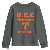 B.E.C. Brunson Egg and Cheese Sandwich Pun Youth Sweatshirt Funny New York Bodega Breakfast Basketball Fan