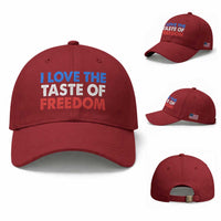 I Love The Taste Of Freedom Matching Couple Baseball Cap Funny Patriotic Red White and Blue 4th of July