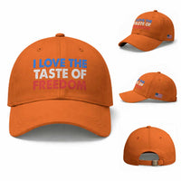 I Love The Taste Of Freedom Matching Couple Baseball Cap Funny Patriotic Red White and Blue 4th of July
