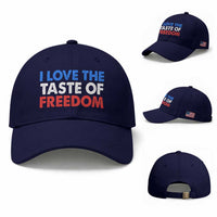 I Love The Taste Of Freedom Matching Couple Baseball Cap Funny Patriotic Red White and Blue 4th of July