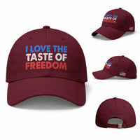 I Love The Taste Of Freedom Matching Couple Baseball Cap Funny Patriotic Red White and Blue 4th of July