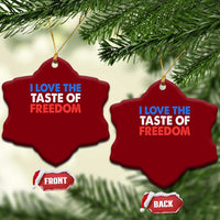 I Love The Taste Of Freedom Matching Couple Ceramic Ornament Funny Patriotic Red White and Blue 4th of July
