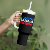 I Love The Taste Of Freedom Matching Couple Tumbler With Handle Funny Patriotic Red White and Blue 4th of July