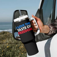 I Love The Taste Of Freedom Matching Couple Tumbler With Handle Funny Patriotic Red White and Blue 4th of July