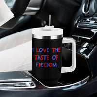 I Love The Taste Of Freedom Americana Matching Couple Tumbler With Handle Funny Patriotic Red White and Blue 4th of July