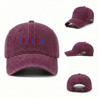I'm Freedom Americana Matching Couple Washed Cotton Baseball Cap Funny Patriotic Red White and Blue 4th of July