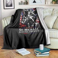 St Michael Defend America Archangel Graphic Throw Blanket Christian Faith Patriotic