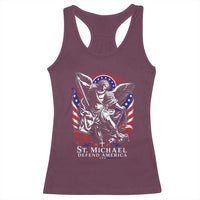 St Michael Defend America Archangel Graphic Racerback Tank Top Christian Faith Patriotic
