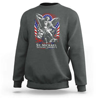 St Michael Defend America Archangel Graphic Sweatshirt Christian Faith Patriotic
