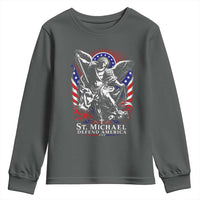 St Michael Defend America Archangel Graphic Youth Sweatshirt Christian Faith Patriotic