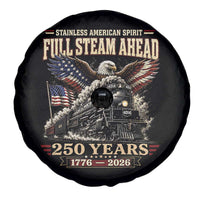 Full Steam Ahead Patriotic Bald Eagle Spare Tire Cover Vintage Stainless American Spirit Steam Locomotive Heritage
