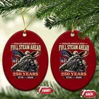Full Steam Ahead Patriotic Bald Eagle Ceramic Ornament Vintage Stainless American Spirit Steam Locomotive Heritage