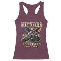 Full Steam Ahead Patriotic Bald Eagle Racerback Tank Top Vintage Stainless American Spirit Steam Locomotive Heritage