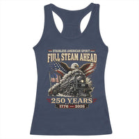 Full Steam Ahead Patriotic Bald Eagle Racerback Tank Top Vintage Stainless American Spirit Steam Locomotive Heritage