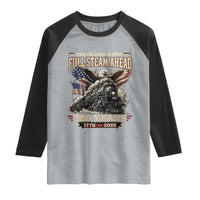 Full Steam Ahead Patriotic Bald Eagle Raglan Shirt Vintage Stainless American Spirit Steam Locomotive Heritage