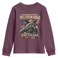 Full Steam Ahead Patriotic Bald Eagle Youth Sweatshirt Vintage Stainless American Spirit Steam Locomotive Heritage
