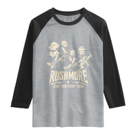 Rushmore 250th Birthday Tour Band Raglan Shirt Presidents Rock Concert Historical Collages