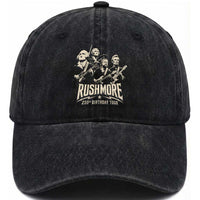 Rushmore 250th Birthday Tour Band Washed Cotton Baseball Cap Presidents Rock Concert Historical Collages