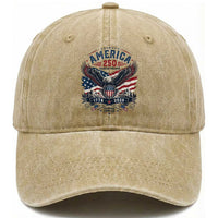 250 Years of Freedom Patriotic Eagle Washed Cotton Baseball Cap One Nation Under God 1776-2026 250th Anniversary
