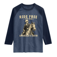 Ride Free 1776-2026 George Washington on Horseback Graphic Raglan Shirt Vintage 250th Anniversary Semiquincentennial