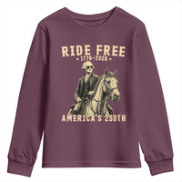 Ride Free 1776-2026 George Washington on Horseback Graphic Youth Sweatshirt Vintage 250th Anniversary Semiquincentennial