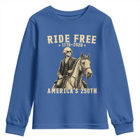 Ride Free 1776-2026 George Washington on Horseback Graphic Youth Sweatshirt Vintage 250th Anniversary Semiquincentennial