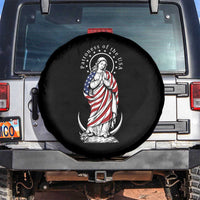 Patroness of the USA Virgin Mary Graphic Spare Tire Cover Patriotic American Flag Catholic Faith