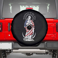 Patroness of the USA Virgin Mary Graphic Spare Tire Cover Patriotic American Flag Catholic Faith