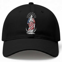 Patroness of the USA Virgin Mary Graphic Baseball Cap Patriotic American Flag Catholic Faith