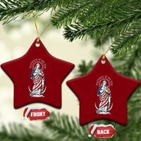 Patroness of the USA Virgin Mary Graphic Ceramic Ornament Patriotic American Flag Catholic Faith