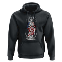 Patroness of the USA Virgin Mary Graphic Hoodie Patriotic American Flag Catholic Faith
