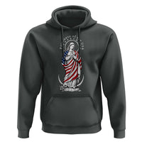 Patroness of the USA Virgin Mary Graphic Hoodie Patriotic American Flag Catholic Faith