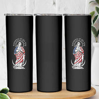 Patroness of the USA Virgin Mary Graphic Skinny Tumbler Patriotic American Flag Catholic Faith