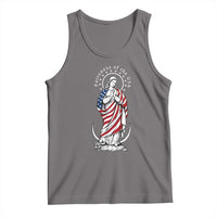 Patroness of the USA Virgin Mary Graphic Tank Top Patriotic American Flag Catholic Faith