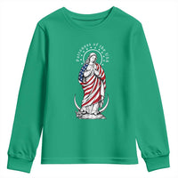 Patroness of the USA Virgin Mary Graphic Youth Sweatshirt Patriotic American Flag Catholic Faith